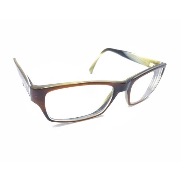 Prada VPR 06O EAP-1O1 Brown Horn Rectangle Eyeglasses Frames 53-17 145 Italy - Picture 1 of 12